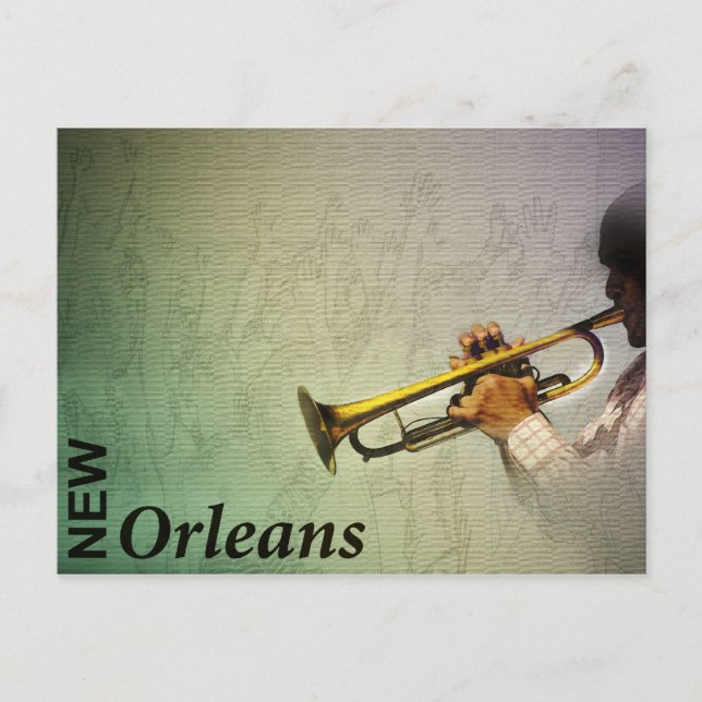 Cartão Postal Nova Orleans Mardi Gras e Jazz Photomanipulação (Frente)