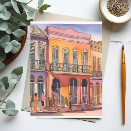 Cartão Postal Nova Orleans | NOLA Louisiana Belo Watercolor