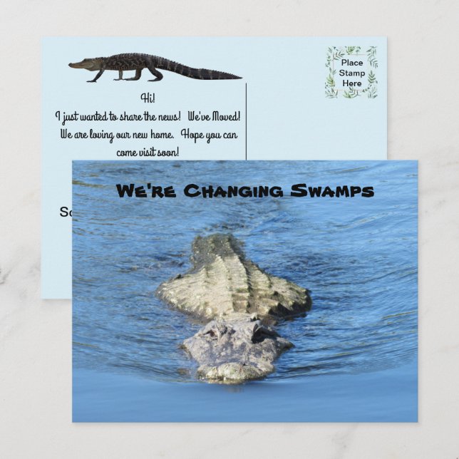 Cartão Postal Nova placa de Posto de Endereço do Alligator (Frente/Verso)