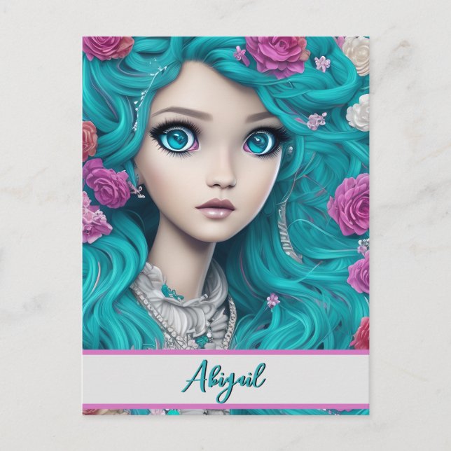 Cartão Postal Nova Princesa de Londres com Cabelo e Olhos Turque (Frente)