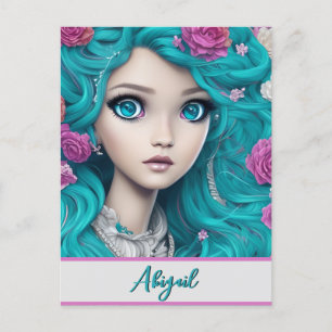 Cartão Postal Nova Princesa de Londres com Cabelo Turquesa e Olh