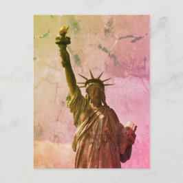 Cartão Postal Nova York cidade NYC cor vintage estátua liberdade