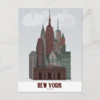 Nova York em Nuvens - Vermelho Escuro e Verde