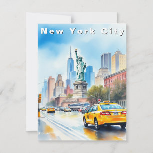 Cartão Postal Nova York EUA Viagem Aquarela