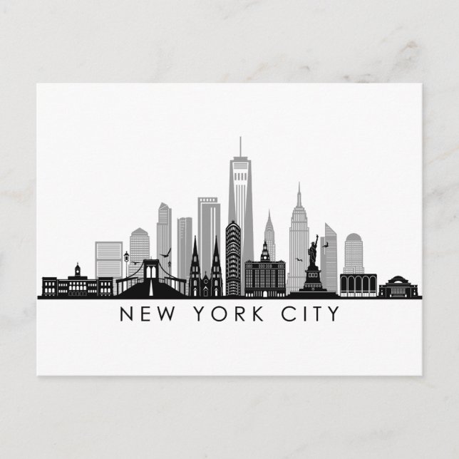 Cartão Postal NOVA YORK Manhatten EUA City Skyline Silhouette (Frente)