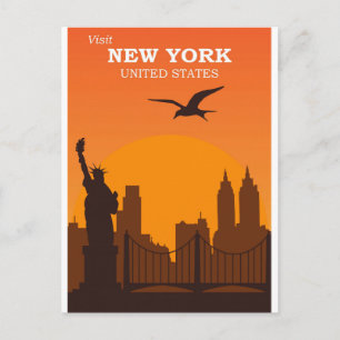 Cartão Postal Nova York Silhueta da Cidade Clássica Viagens