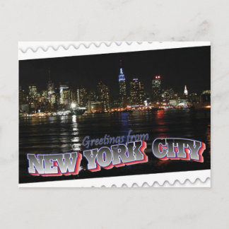 Cartão Postal Nova York Skyline no Night Empire State