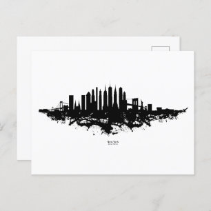 Cartão Postal Nova York Skyline Watercolor Black and White