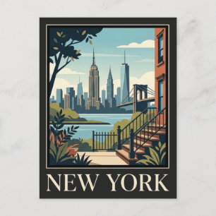 Cartão Postal Nova York Viagem Retro Vintage