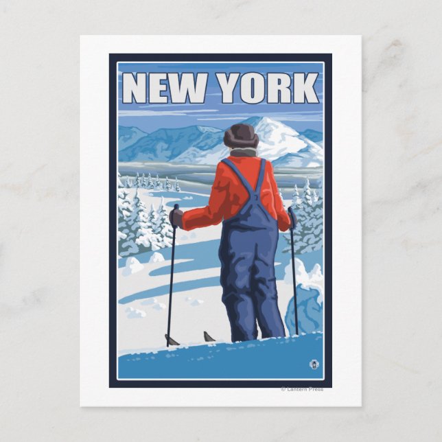 Cartão Postal Nova YorkSkier Adminning View (Frente)