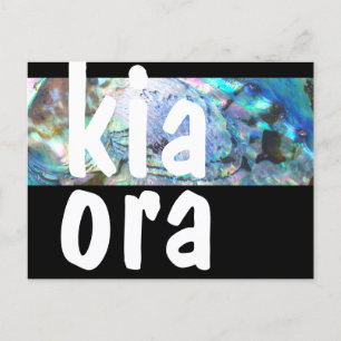 CARTÃO POSTAL NOVA ZEALAND KIA ORA GREETING PAUA BLACK NZ PERSON