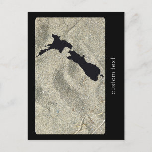 CARTÃO POSTAL NOVA ZEALAND SAND BEACH BLACK AOTEAROA KIWI PERSON