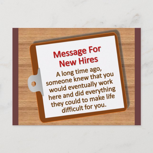 Cartão Postal Novas contratações  (Frente)