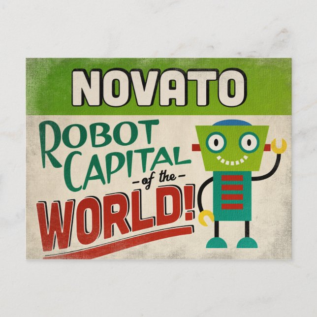 Cartão Postal Novato California Robot - Funny Vintage (Frente)