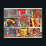 Cartão Postal Nove cobrir clássicos de Pulp Science Fiction Cart<br><div class="desc">Um cartão único comprometido de nove cobrir da era ouro da Pulp Science Fiction. Um presente de excelente que o Nerd da sua vida adorará receber... Faça agora,  sabe que quer!</div>