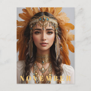 Cartão Postal *~* NOVEMBRO Topázio Dourado  AP53 Boho Pedra do N