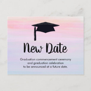 Cartão Postal Novo Adiamento de Graduação de Data