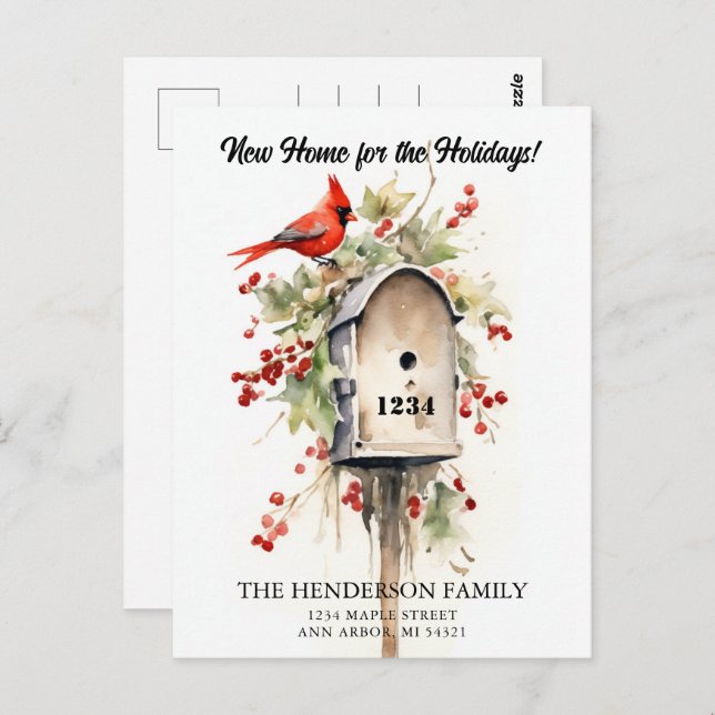 Cartão Postal Novo Anúncio de Movimentação de Feriado Doméstico (Frente/Verso)