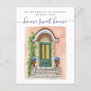 Cartão Postal Novo Anúncio de Mudança para a Frente da Casa Doce