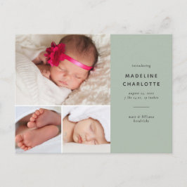 Cartão Postal Novo Anúncio de Nascimento da Colagem de Fotos Ver