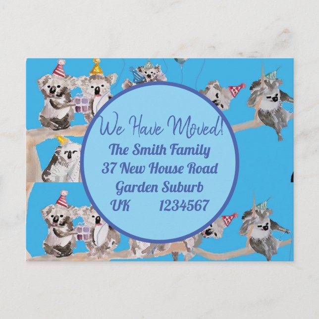 Cartão Postal Novo Cartão-Postal De Arte De Koala Cute Estamos A (Frente)