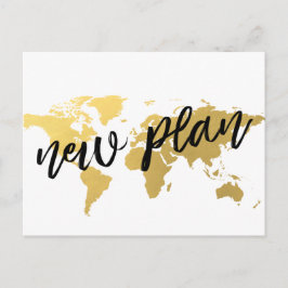 Cartão Postal Novo casamento de destino do mapa do mundo do Plan