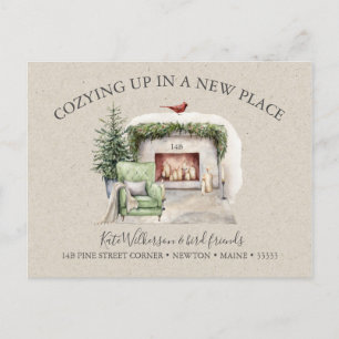Cartão Postal Novo endereço Cozy com feriado de Lareira