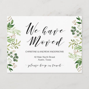 Cartão Postal Novo Endereço Doméstico, Verde, Anúncio em Movimen