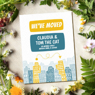 Cartão Postal novo endereço estamos mudando cidade de desenho an