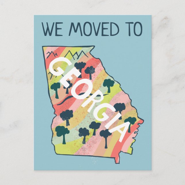 Cartão Postal NOVO ENDEREÇO GEORGIA Mapa Ilustrado do Estado (Frente)