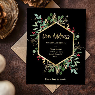 Cartão Postal Novo Endereço   Granulado de Natal Preto