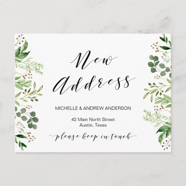 Cartão Postal Novo Endereço, Novo Anúncio de Movimentação de Cas (Frente)