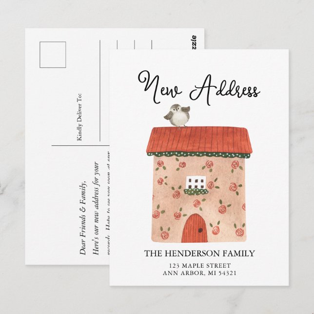 Cartão Postal Novo Endereço Novo Cartão-Postal de Anúncio de Mov (Frente/Verso)