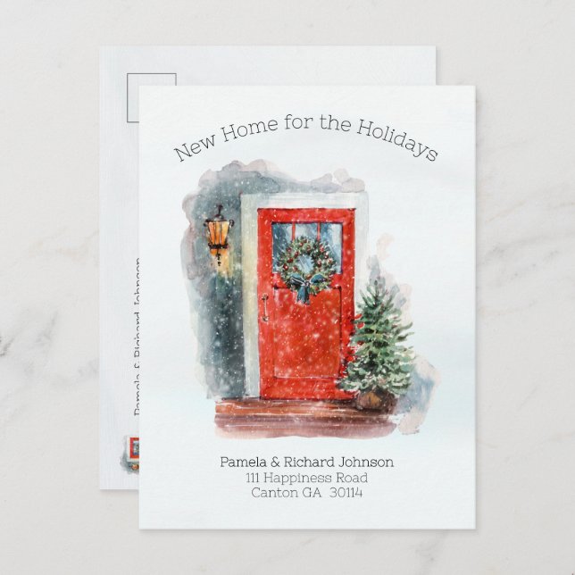 Cartão Postal Novo Endereço para as Festas de Fim de Ano (Frente/Verso)