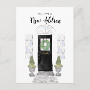 Cartão Postal Novo Endereço que Movemos a Porta Preta de Cores A
