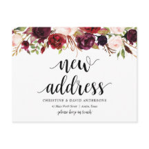 Novo endereço residencial, burgundy floral, Anúnci