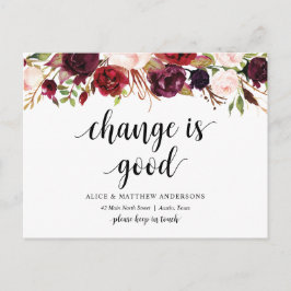 Cartão Postal Novo endereço residencial, burgundy floral, Anúnci