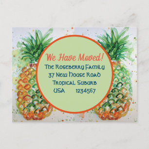 Cartão Postal Novo Endereço Tropical De Pineapple Que Mudámos