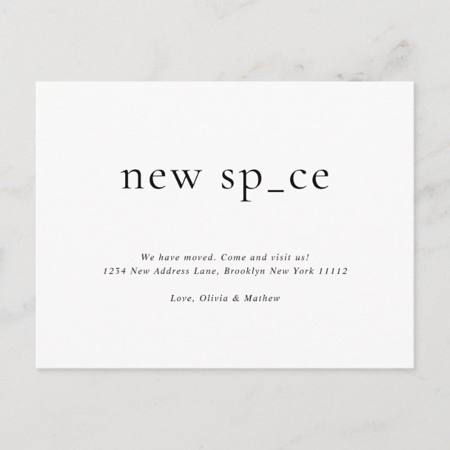 Cartão Postal Novo espaço simples moderno em movimento (Frente)