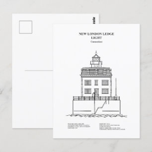 Cartão Postal Novo farol de Londres - Connecticut - BD