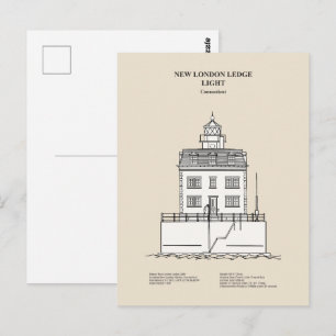 Cartão Postal Novo farol de Londres - Connecticut - SBD