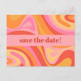 Cartão Postal Novo Groove Retro Abstrato Rosa e Laranja