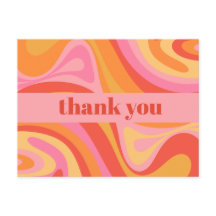 Novo Groove Retro Abstrato Rosa Laranja Obrigado