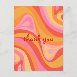 Cartão Postal Novo Groove Retro Abstrato Rosa Laranja Obrigado