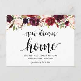 Cartão Postal Novo lar dos sonhos, floral burgundy, Anúncio