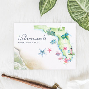 Cartão Postal Novo Lar Flórida Estado Anúncio de Mudança