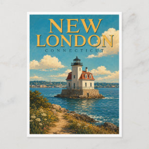 Cartão Postal Novo London Connecticut Ledge Lighthouse GeoSaga