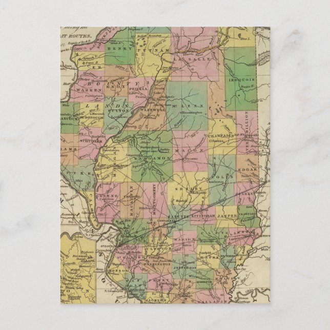 Cartão Postal Novo Mapa De Illinois (Frente)