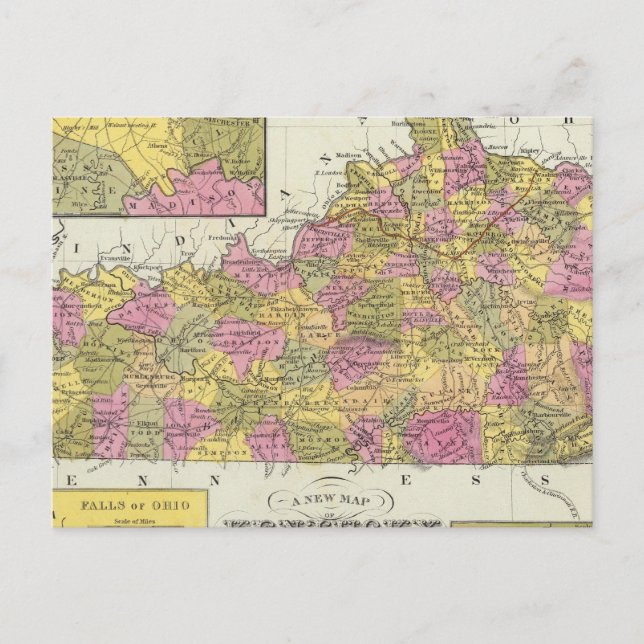 Cartão Postal Novo Mapa Do Kentucky (Frente)