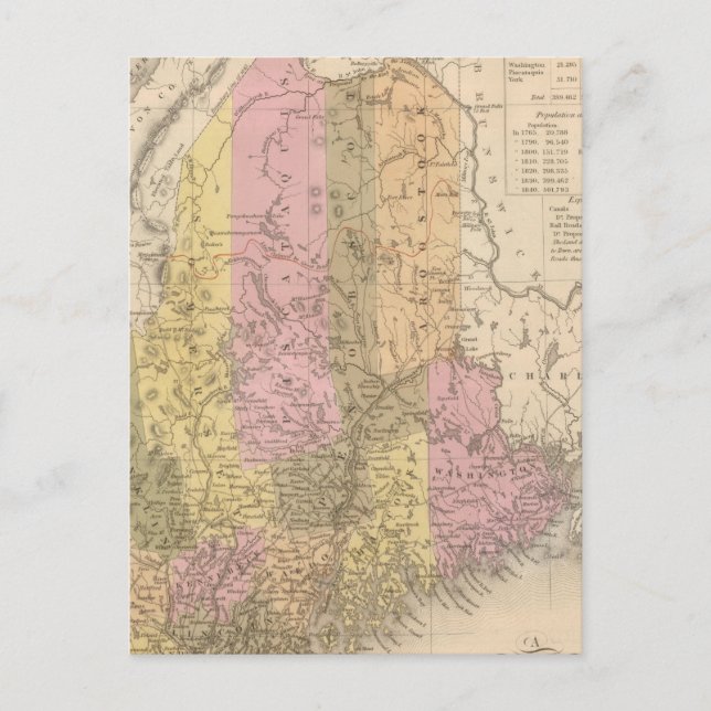 Cartão Postal Novo Mapa do Maine (Frente)